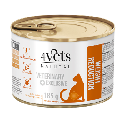 4Vets NATURAL - WEIGHT REDUCTION NEW CAT 185 G dla kotów z otyłością, nadwagą lub cukrzycą, także po sterylizacji