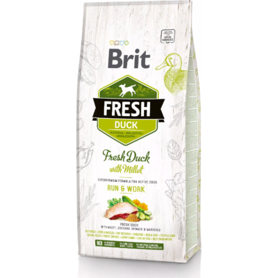 BRIT FRESH ACTIVE RUN & WORK DUCK WITH MILLET 12KG