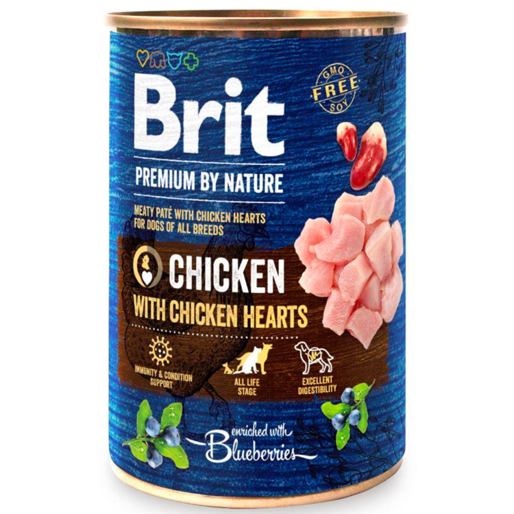 BRIT PREMIUM BY NATURE PUSZKA 400 G PIES CHICKEN & HEARTS - thumbnail