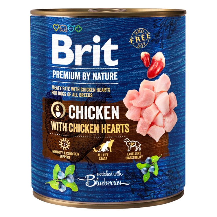 BRIT PREMIUM BY NATURE PUSZKA 800 G PIES CHICKEN & HEARTS - thumbnail