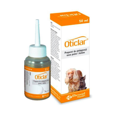 Biowet Puławy OTICLAR 50 ML do pielęgnacji uszu dla psów i kotów