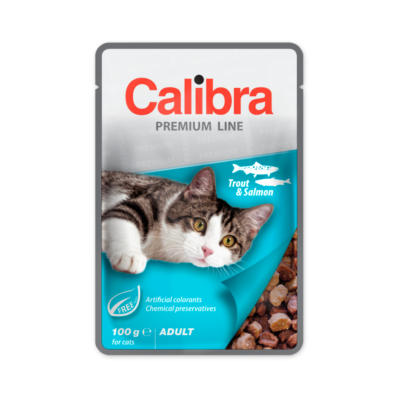 Calibra CAT PREMIUM ADULT TROUT & SALMON 100 G SASZETKA mokra karma z pstrągiem i łososiem dla kotów
