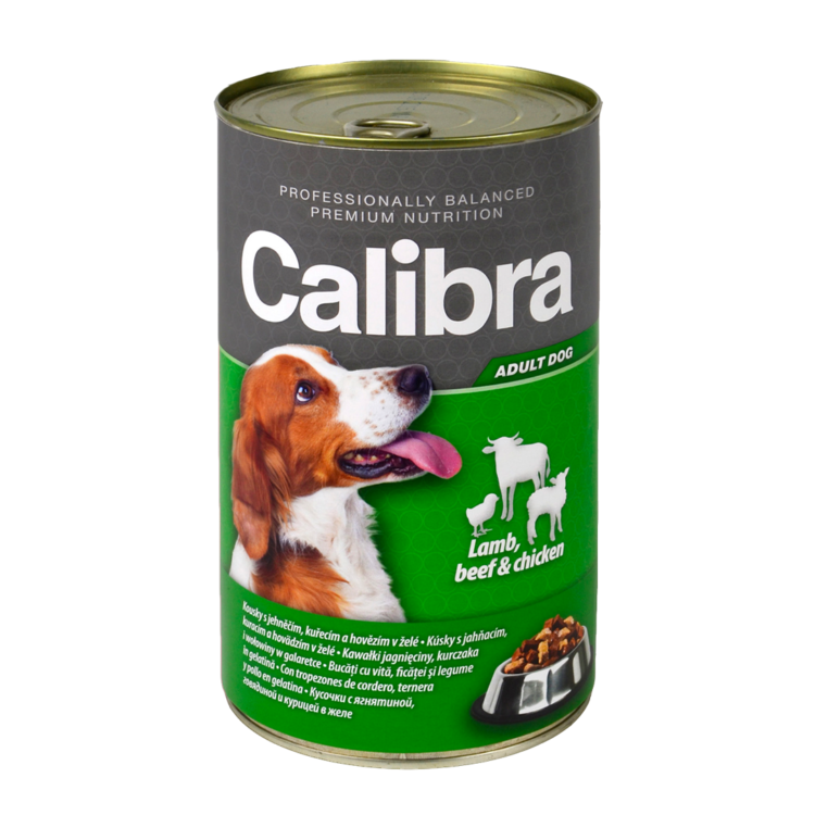 Calibra DOG ADULT LAMB, BEEF & CHICKEN 1240 G mokra karma dla dorosłych psów: jagnięcina, kurczak i wołowina w galarecie - thumbnail