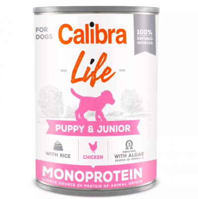 Calibra DOG LIFE PUPPY & JUNIOR CHICKEN & RICE 400 G karma dla szczeniąt i młodych psów, bezglutenowa, jednobiałkowa (kurczak z ryżem)