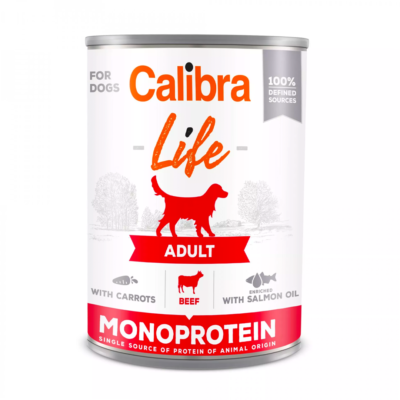 Calibra DOG LIFE ADULT BEEF WITH CARROTS 400 G lekkostrawna karma z wołowiną i marchewką dla psów dorosłych