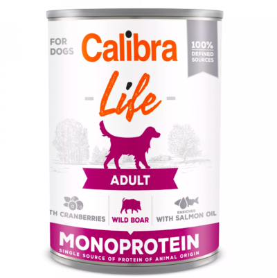 Calibra DOG LIFE ADULT WILD BOAR WITH CRANBER 400 G lekkostrawna, bezzbożowa, mokra karma z dziczyzną i żurawiną dla psa