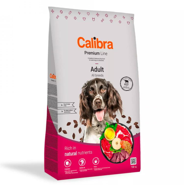 CALIBRA DOG PREMIUM ADULT BEEF 12 KG karma z wołowiną dla psów dorosłych wszystkich ras - thumbnail