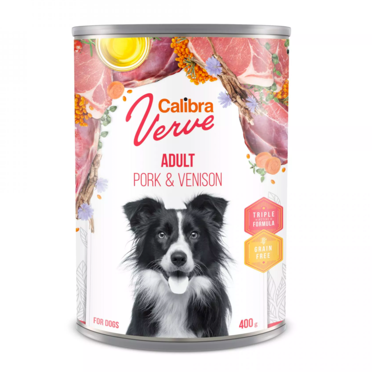 Calibra DOG VERVE GF ADULT PORK & VENISON 400 G bezzbożowa mokra karma z wieprzowiną i dziczyzną dla dorosłych psów - thumbnail