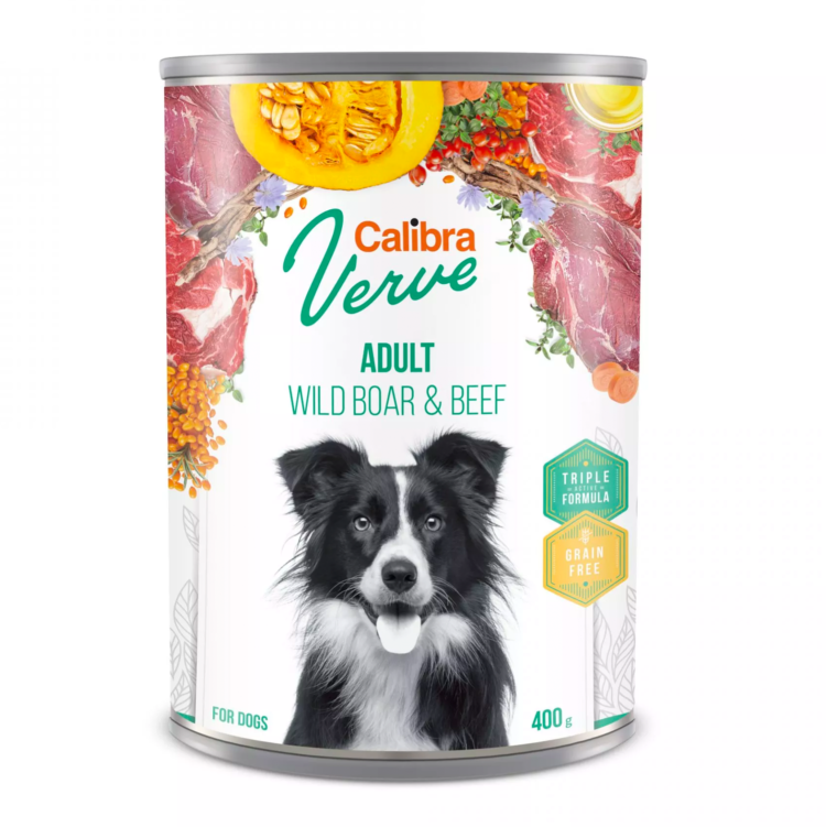 Calibra DOG VERVE GF ADULT WILD BOAR & BEEF 400 G bezzbożowa mokra karma z wołowiną i dziczyzną dla dorosłych psów - thumbnail