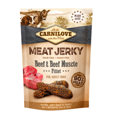 Carnilove JERKY BEEF & BEEF MUSCLE FILLET 100 G suszone filety z mięsa wołowego dla psów