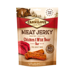 Carnilove JERKY CHICKEN & WILD BOAR BAR 100 G batony proteinowe z kurczakiem i dzikiem dla psów - thumbnail nav