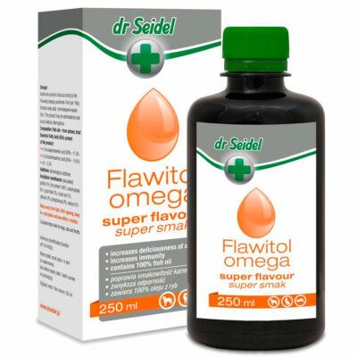 DermaPharm dr Seidel  FLAWITOL OMEGA SUPER SMAK 250 ML olej z ryb dla psów, kotów i fretek