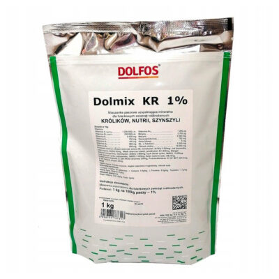 Dolfos DOLMIX KR 1% Z KOKCYDIOSTATYKIEM 1 KG mieszanka mineralna dla futerkowych zwierząt roślinożernych