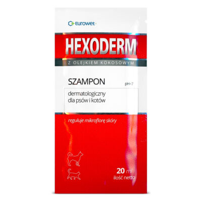 Eurowet HEXODERM 20 ML szampon w saszetce wspomagający leczenie stanów zapalnych skóry