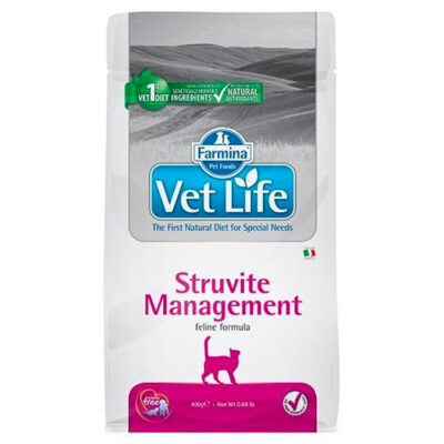 Farmina VET LIFE STRUVITE MANAGEMENT CAT 400 G do stosowania w przypadku kamicy struwitowej i zapalenia pęcherza moczowego