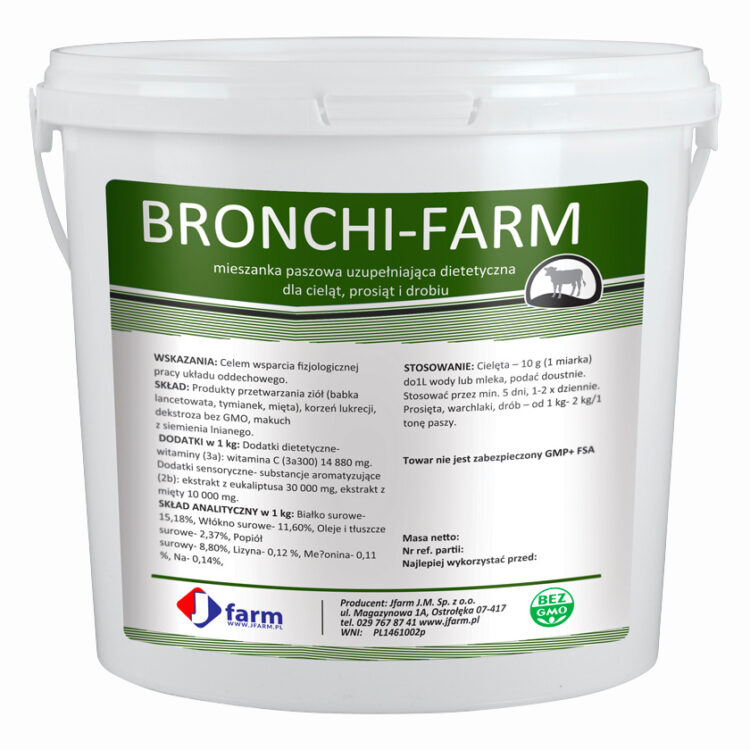 Jfarm BRONCHI-FARM 1 KG preparat wspomagający leczenie schorzeń górnych dróg oddechowych u cieląt i prosiąt - thumbnail