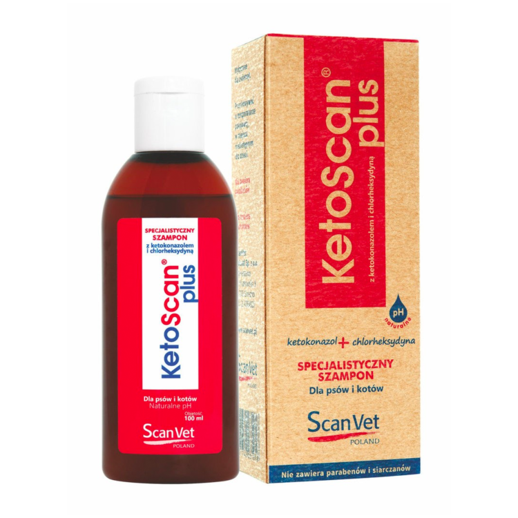ScanVet KETOSCAN PLUS 100 ML szampon przeciwgrzybiczy i przeciwbakteryjny dla psów i kotów - thumbnail