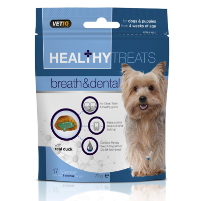 VetIQ HEALTHY TREATS BREATH & DENTAL FOR DOGS 70g przysmaki odświeżające oddech