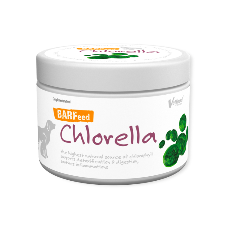 Vetfood BARFeed Chlorella 200 g usuwa nieprzyjemny zapach z pyska i skóry, poprawia perystaltykę jelit - thumbnail