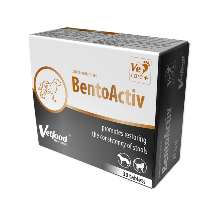 Vetfood BENTOACTIV 30 TABLETEK wsparcie w trakcie biegunek dla psów i kotów - thumbnail