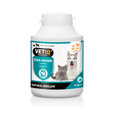 VetIQ FLEA GUARD 90 TABLETEK pomaga chronić psy i koty przed pchłami, kleszczami i komarami