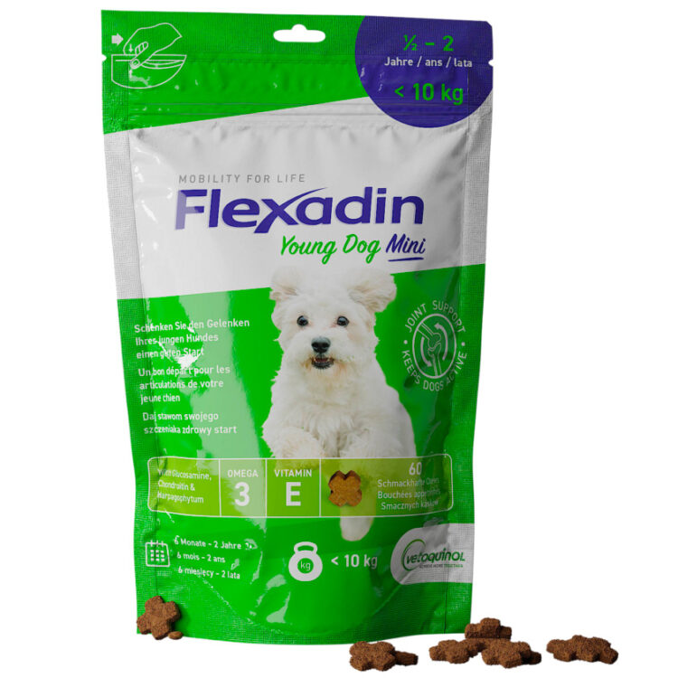 Vetoquinol FLEXADIN YOUNG MINI 60 KĄSKÓW przysmak na stawy dla młodego psa - thumbnail
