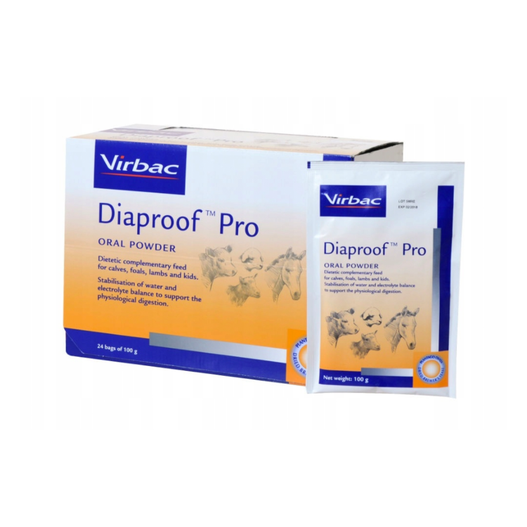 Virbac DIAPROOF PRO 100 G do stosowania w przypadku biegunki u cieląt, źrebiąt, jagniąt i koźląt - thumbnail