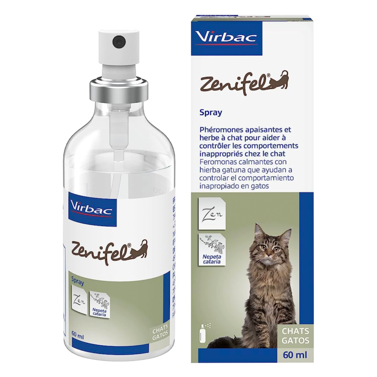 Virbac ZENIFEL SPRAY 60 ML feromony i wyciąg z kocimiętki o działaniu uspokajającym dla kotów - thumbnail
