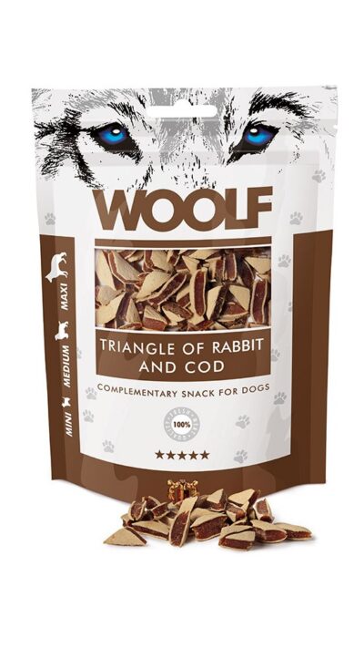 Woolf PRZYSMAK RABBIT AND COD TRIANGLE 100 G smakołyk dla psa - królik i dorsz