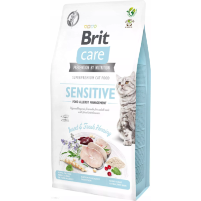 Brit Care CAT GRAIN-FREE INSECT&HERRING SENSITIVE bezzbożowa karma dla kotów cierpiących na alergie pokarmowe