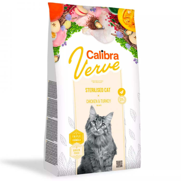 Calibra CAT VERVE GF STERILISED CHICKEN & TURKEY karma dla kotów po sterylizacji i wykastrowanych - thumbnail