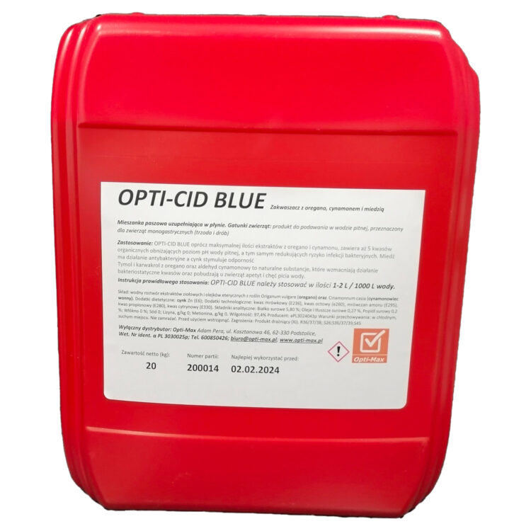 OptiMax OPTI-CID BLUE PŁYNNY zakwaszacz z miedzią, oregano i cynamonem - thumbnail