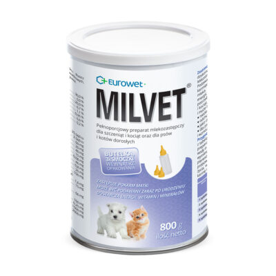 Eurowet MILVET Pełnoporcjowy preparat mlekozastępczy dla szczeniąt i kociąt oraz dla psów i kotów dorosłych w okresie rekonwalescencji