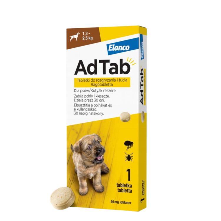 Elanco AdTab tabletka na pchły i kleszcze dla psa 1,3-2,5 kg - thumbnail