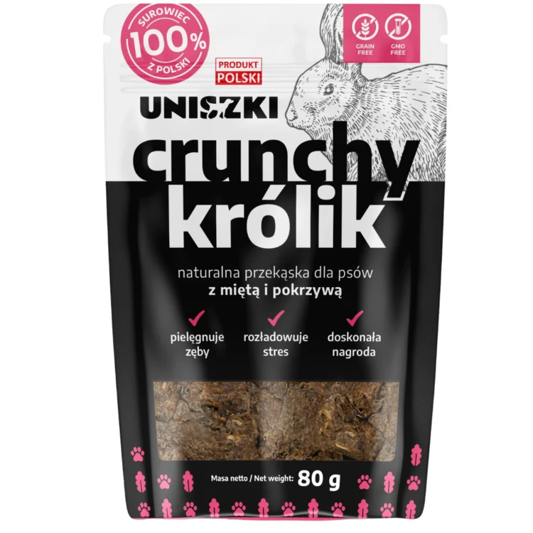 Uniszki CRUNCHY KRÓLIK 80 G naturalne smaczki dla psa - thumbnail