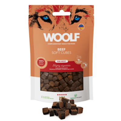 Woolf SOFT CUBES BEEF MONOPROTEIN 100 G półmiękkie przysmaki z wołowiny dla psa