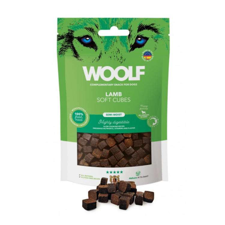 Woolf SOFT CUBES LAMB MONOPROTEIN 100 G półmiękkie przysmaki z jagnięciną dla psa - thumbnail