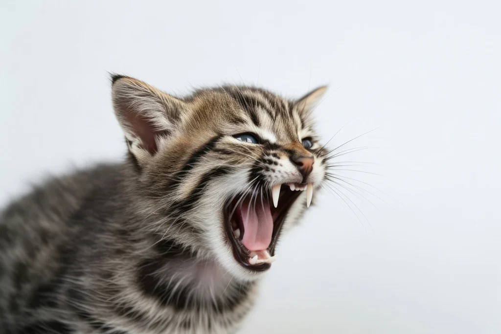 zły kot pokazuje zęby, prawdopodobieństwo wścieklizny