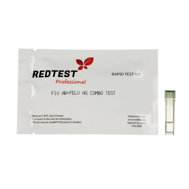 Sigmed Redtest SZYBKI TEST DIAGNOSTYCZNY FIV AB - FELV AG COMBO /1 test+probówka+ instrukcja/ wirus niedoboru immunologicznego i białaczki kociej - thumbnail