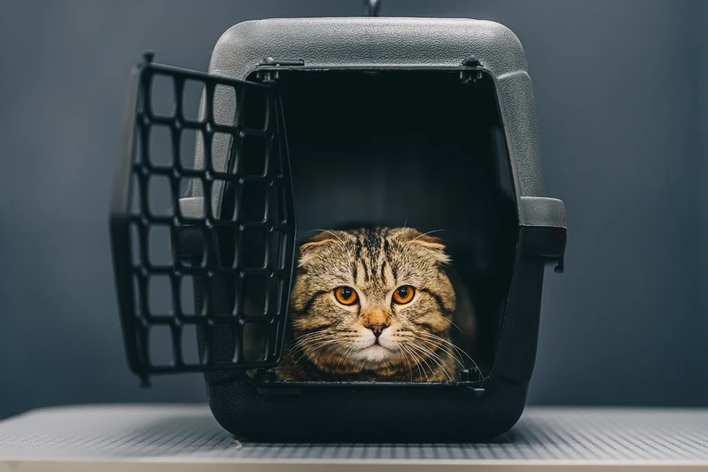kot w transporterze, święta zwierzę w transporterze