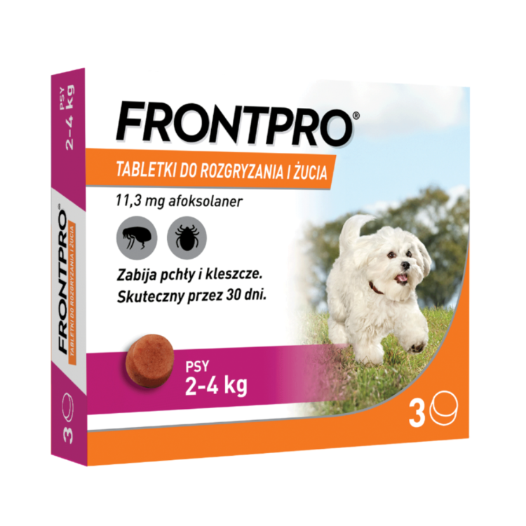 Boehringer FRONTPRO DLA PSA 2-4 KG               3 SZT. tabletki na pchły i kleszcze - thumbnail