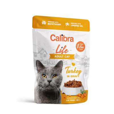 Calibra CAT LIFE POUCH ADULT TURKEY IN GRAVY 85 G wysokomięsna saszetka z indykiem w sosie dla kota
