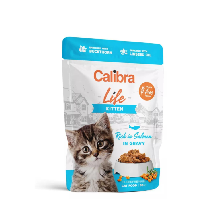 Calibra CAT LIFE POUCH KITTEN SALMON IN GRAVY 85 G saszetka z łososiem w sosie dla kociąt - thumbnail