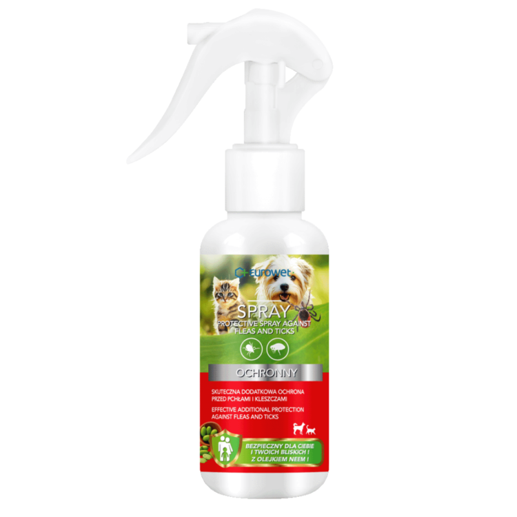 Eurowet KOLOR & PIELĘGNACJA SPRAY OCHRONNY PRZECIW PCHŁOM I KLESZCZOM 100 ML dla psów i kotów - thumbnail