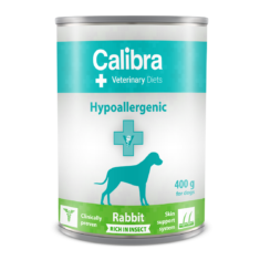 Calibra VD DOG HYPOALLERGENIC RABBIT&INSECT 400G NEW mokra karma z królikiem i owadami do stosowania przy nietolerancji pokarmowej i wypadaniu sierści - thumbnail nav