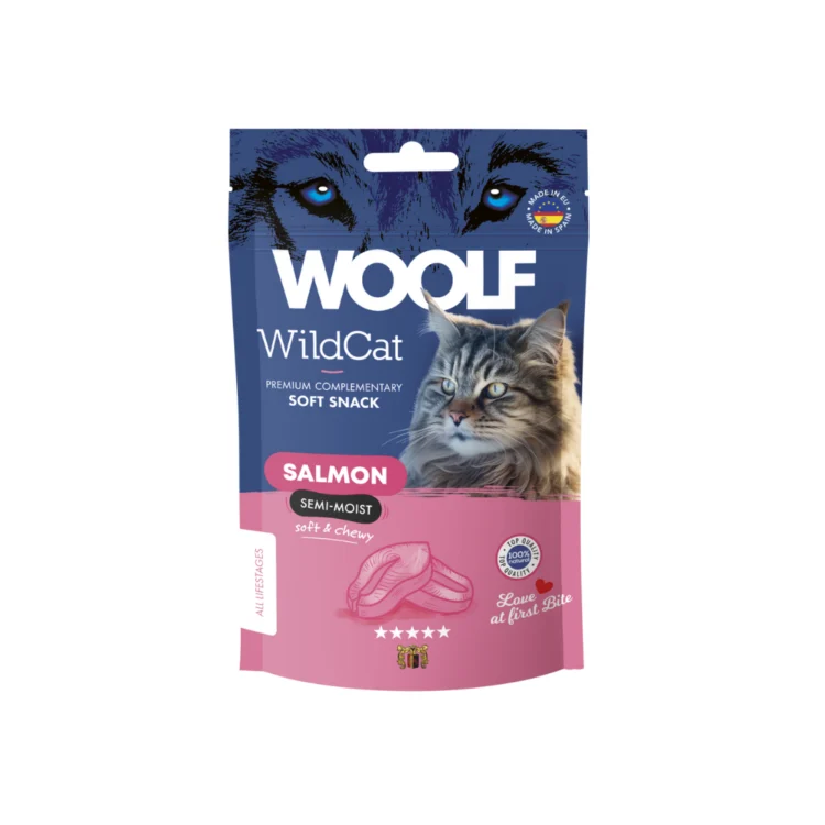 Woolf WILDCAT SNACKS SALMON 50 G półmiękkie przysmaki z łososiem dla kota - thumbnail