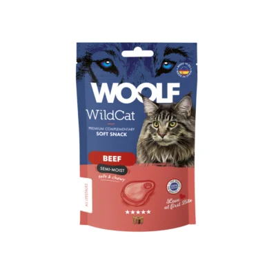 Woolf WILDCAT SNACKS BEEF 50 G półmiękkie przysmaki z wołowiną dla kota