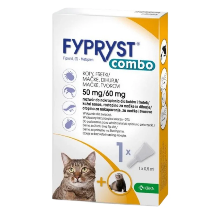 Krka FYPRYST COMBO 50/60 MG KOT 1 SZT krople na pchły, kleszcze i wszoły - thumbnail