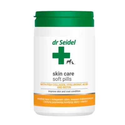 Dermapharm dr Seidel SKIN CARE SOFT PILLS 225 G smaczne kęsy z biotyną dla psów i kotów z wrażliwą skórą, matową sierścią i w okresie linienia