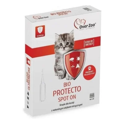 Over Zoo BIO PROTECTO SPOT ON DLA KOCIĄT 4 x 1 ML krople na bazie naturalnych olejków eterycznych przeciw owadom